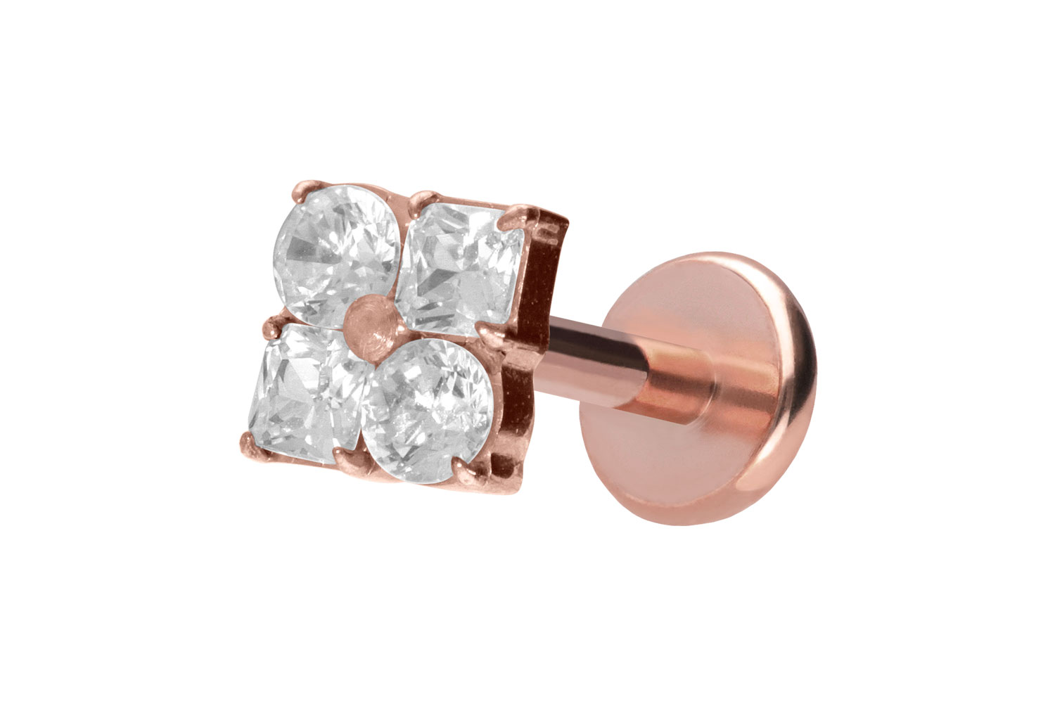 Titan Labret Piercing mit Push Fit KRISTALLBLUME